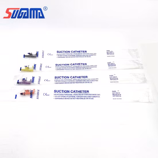 Одноразовые медицинские цветовые коды с регулирующим клапаном для пальцев, аспирационный катетер из ПВХ для взрослых